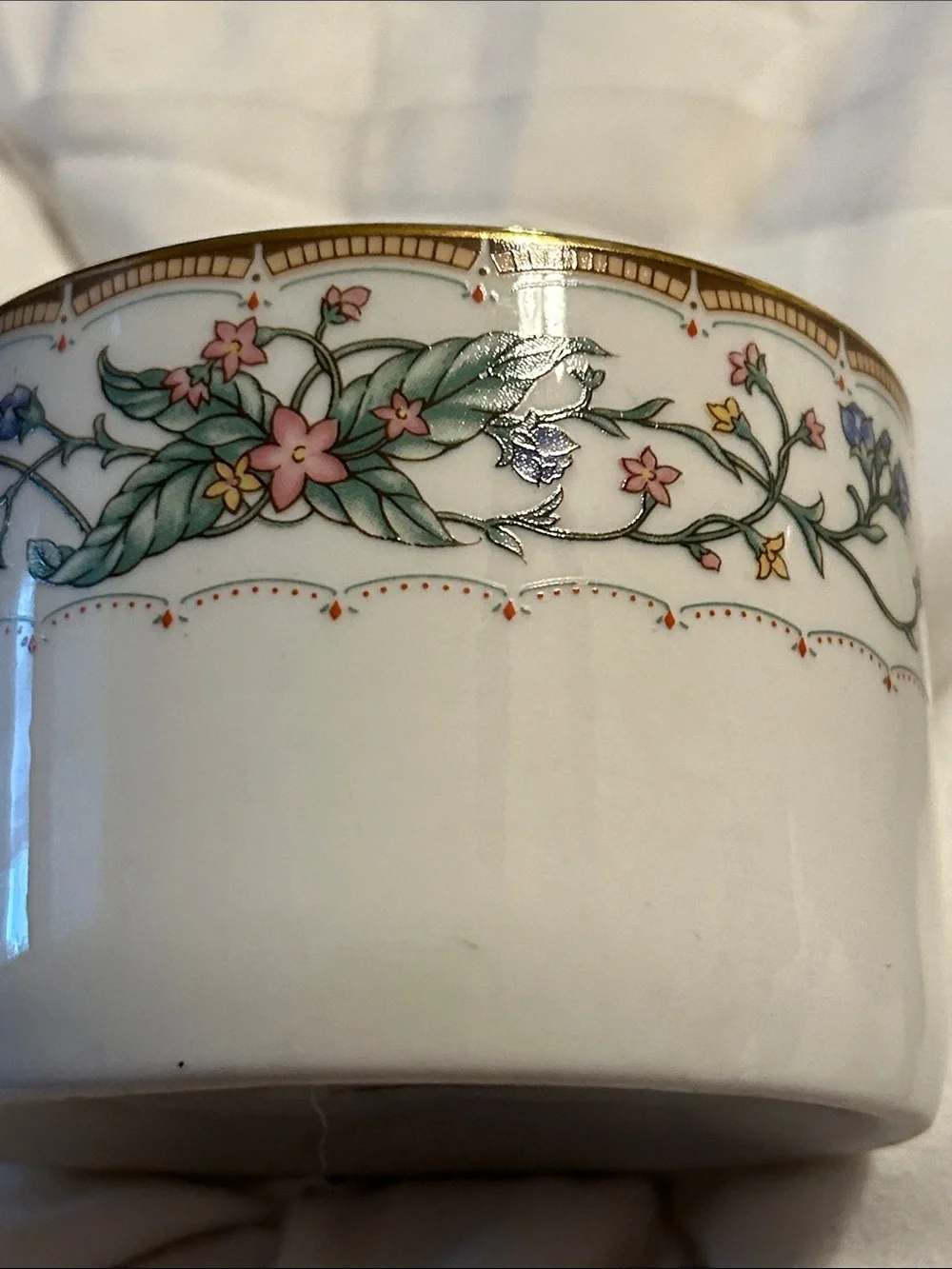 Farberware Fine Porcelain Floral Napkin Rings - White with Pink & Green Accents